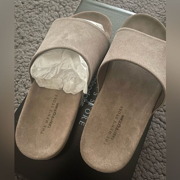 The Men's Store at Bloomingdale's Slip On Slide Sandals Men's 8 Stone Suede - Picture 6 of 8
